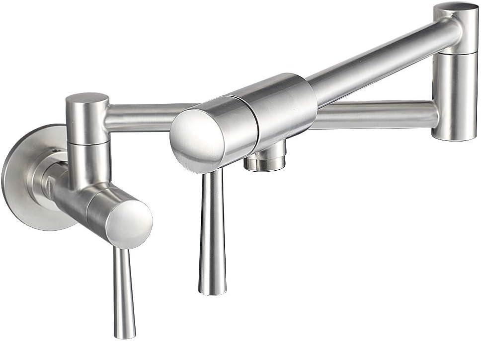 Stainless Steel Wall Mount Pot Filler Faucet with Lever Handles