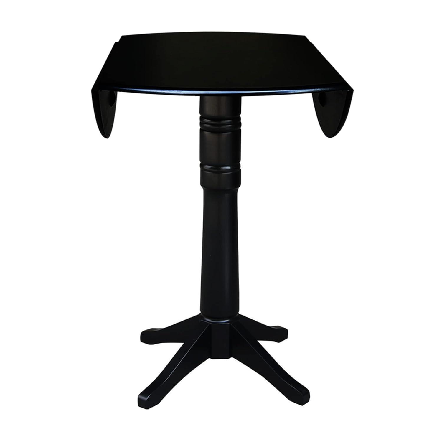 42.3" Sandon Bar Height Round Dual Drop Leaf Dining Table Black - International Concepts