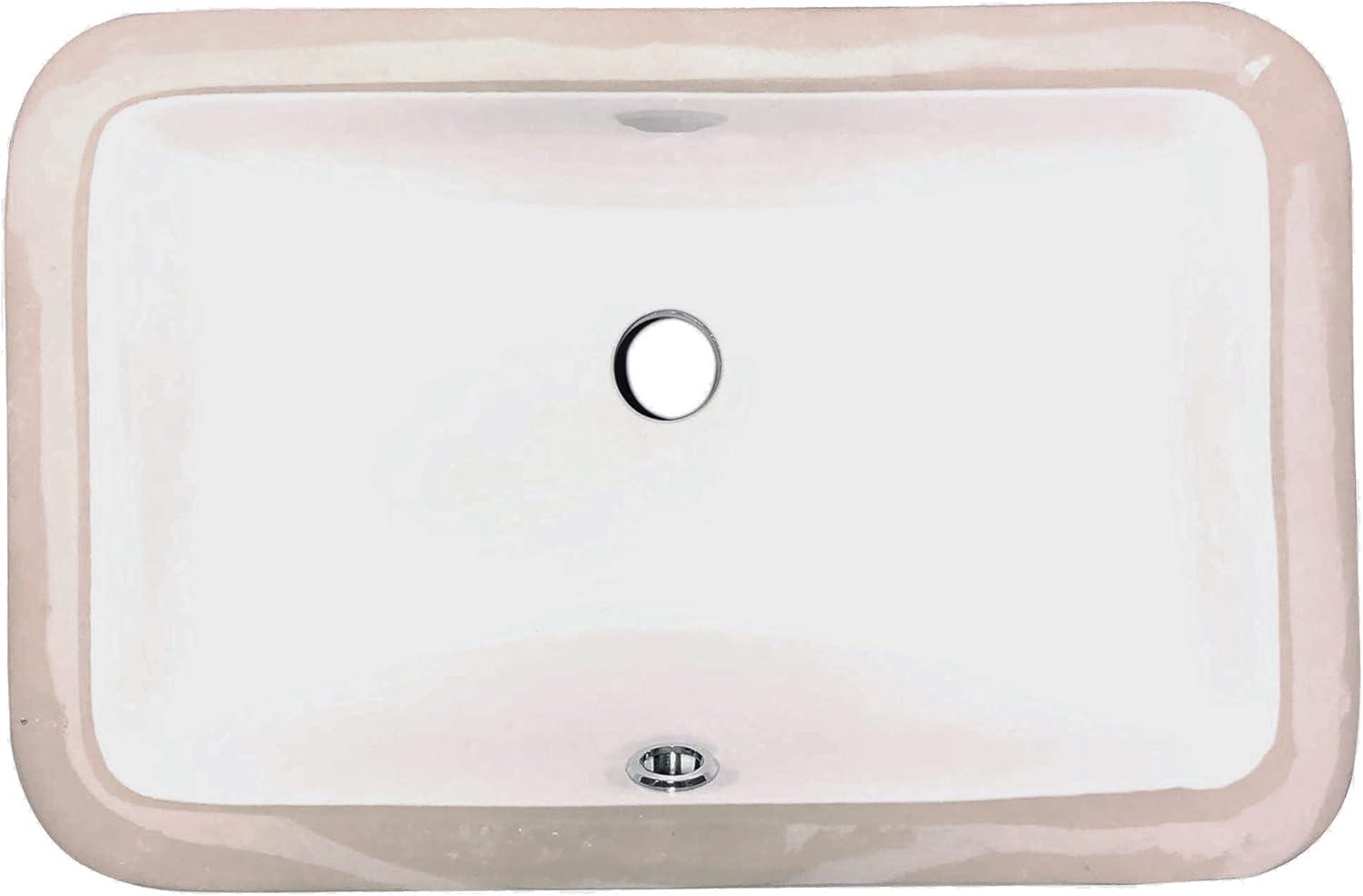 White Ceramic Rectangular Undermount Bathroom Sink