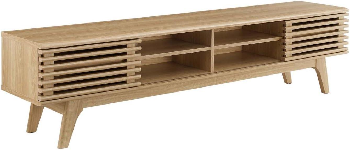 Modway Render 70"W Modern Wood TV Stand for TVs up to 78" in Oak