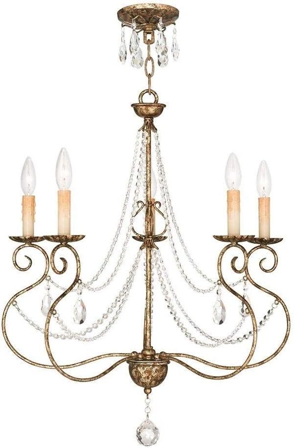 Isabella European Bronze 5-Light Crystal Chandelier