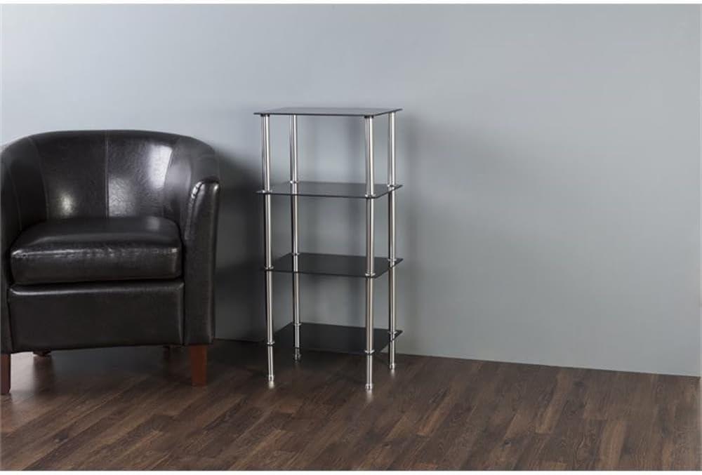 AVF S44-A Small 4-Shelf Unit, Black Glass and Chrome