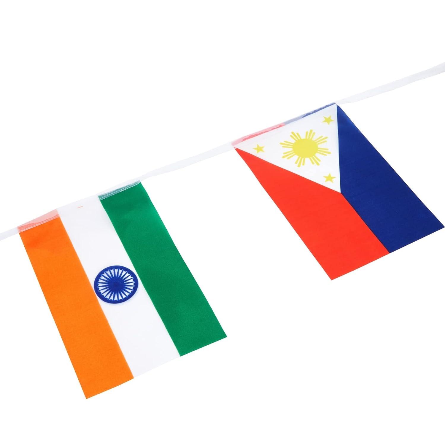 Juvale 80 ft International Flags of the World Banner with 100 Countries, Hanging Multicultural Decorations - 5.2 x 8.2" Flags