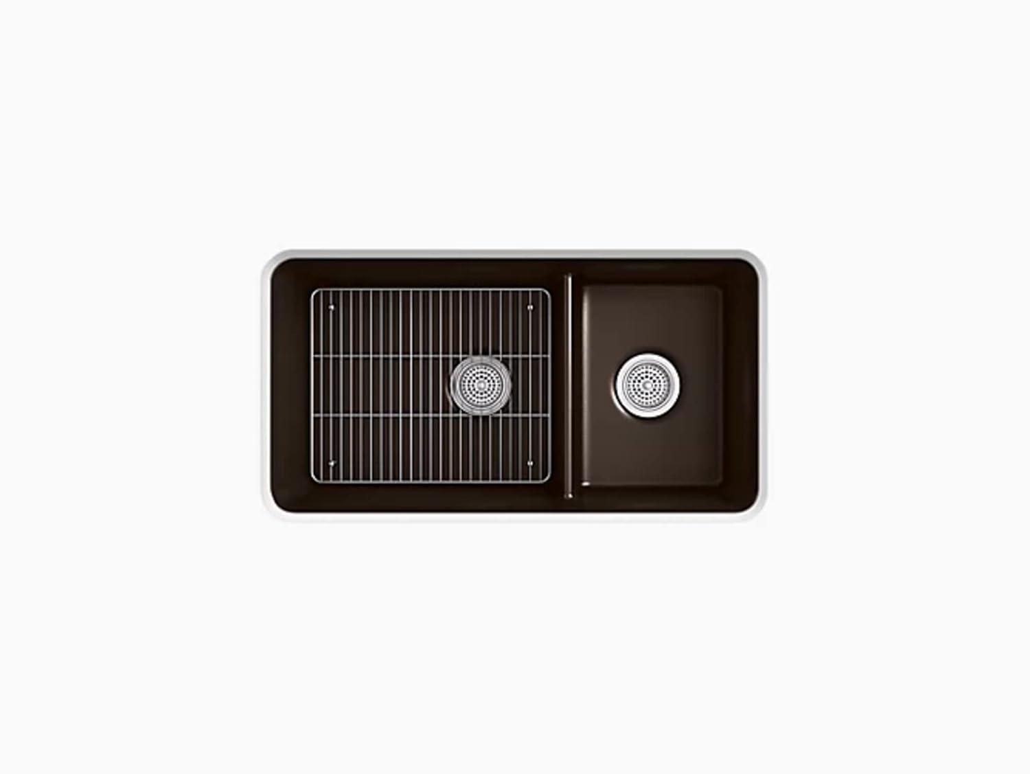 KOHLER K-8204-CM1 Cairn Sink, 33" Neoroc Composite Undermount Double-Bowl Kitchen Sink, Composite Kitchen Sink with Sink Rack, Matte Black