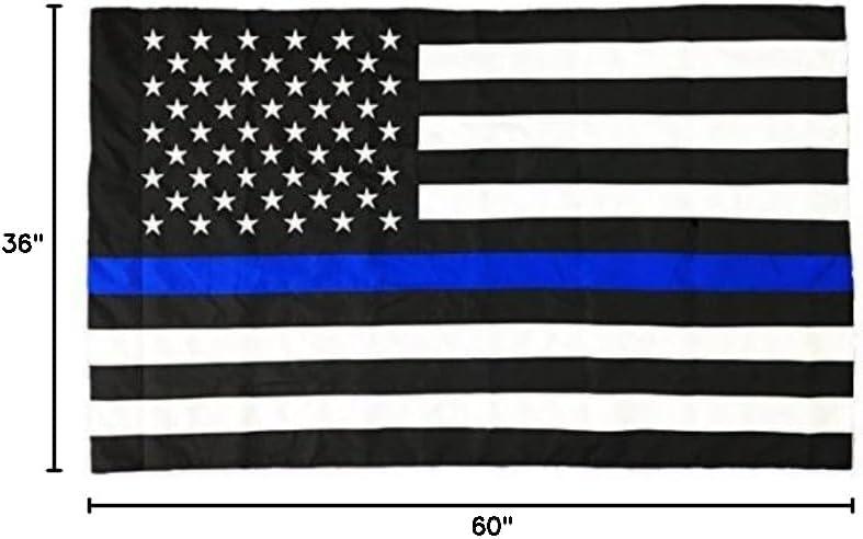 Thin Blue Line Flag 3x5 FT-American Police Flag Indoor/Outdoor Quality Polyester with Vivid Color Double-Stitched Edges Brass Grommets Decorations