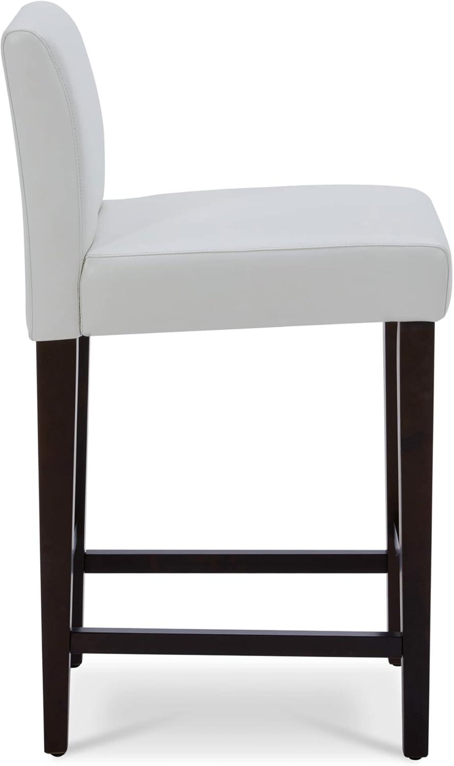 CHITA 25 inch Bar Stools Set of 2, Faux Leather in White