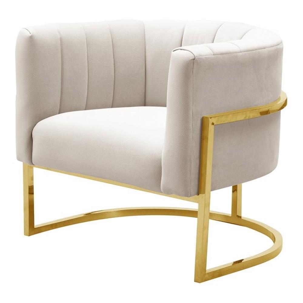 TOV Furniture Magnolia Spotted Cream Chair with Gold
