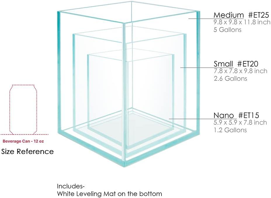 5 Gallon Nano Tall Rimless Tank, Low Iron Glass Tank, Betta Fish Tank, Aquariums Tanks (Nano ET25- 25X25X30cm)