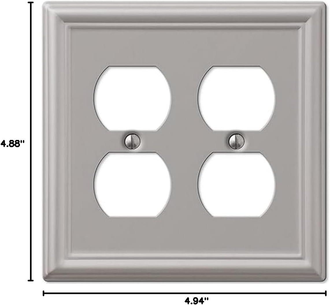 Brushed Nickel Double Duplex Steel Wall Plate