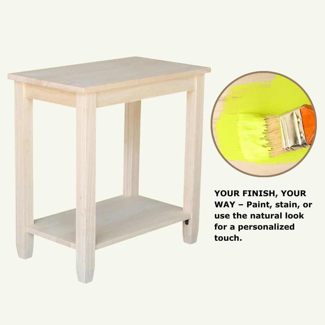 Solano Accent Table - International Concepts: Durable Parawood, Rectangle, Shelf Storage