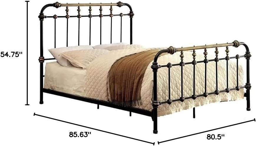 Bowery Hill King Size Spindle Bed in Metal in Black - Easy Assembly