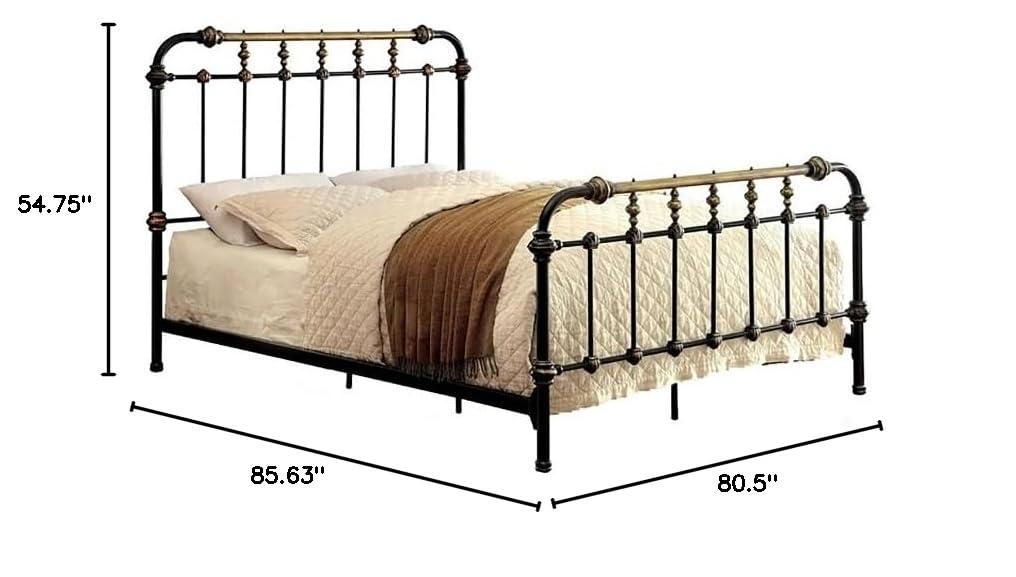Bowery Hill King Size Spindle Bed in Metal in Black - Easy Assembly