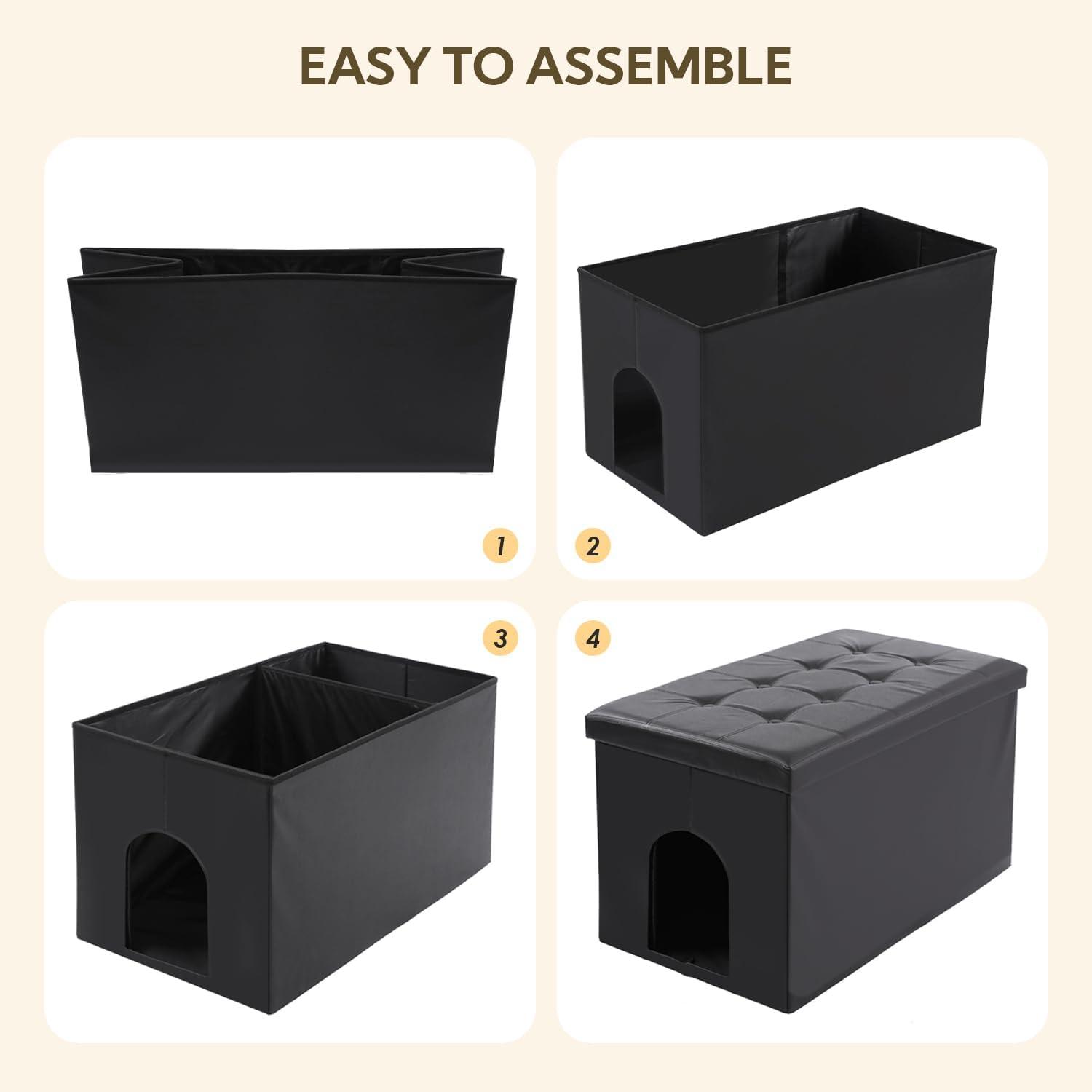 MEEXPAWS Cat Litter Box Enclosure Furniture Hidden, Cat Washroom Bench Storage Cabinet Small 19.7'' x 19.7'' x 19.7''| Dog Proof | Waterproof Inside | Easy Clean | Easy Assembly | Odor Control(Grey)