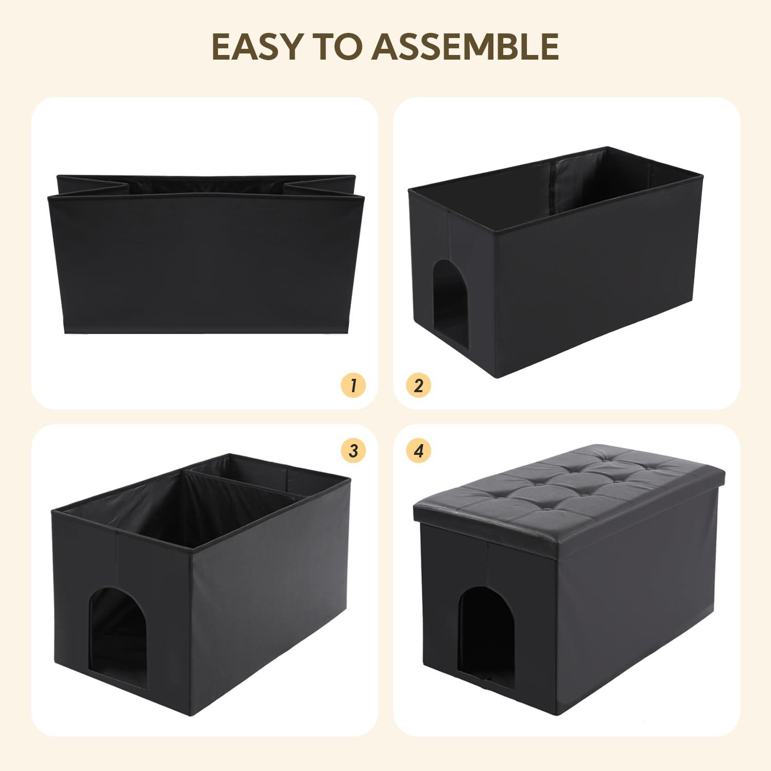 MEEXPAWS Cat Litter Box Enclosure Furniture Hidden, Cat Washroom Bench Storage Cabinet Small 19.7'' x 19.7'' x 19.7''| Dog Proof | Waterproof Inside | Easy Clean | Easy Assembly | Odor Control(Grey)