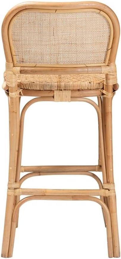 Adrena Rattan Bar Stool Natural Brown - Baxton Studio: Handmade, No Assembly, Bohemian Style