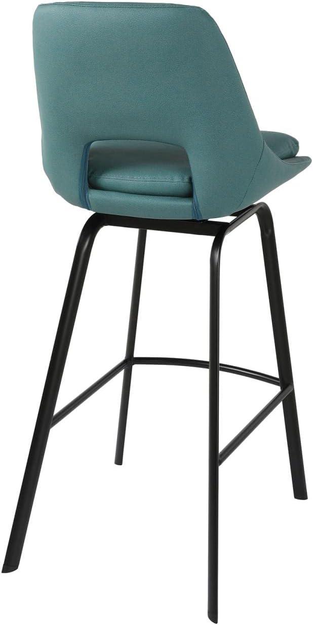 Carise 30" Blue Faux Leather Swivel Bar Stool with Black Metal Frame