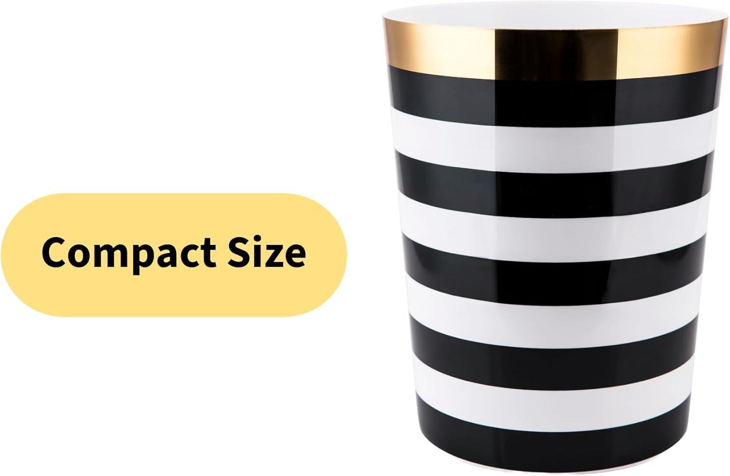 Derby Wastebasket Black/White - Allure Home Creations: Plastic, 5.6L Capacity, 9.6" Height, Elegant Design