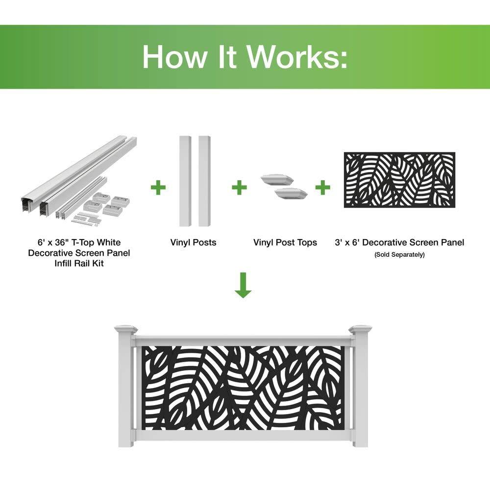 Barrette Outdoor Living 6 ft. W x 36 in. H T-Top Vinyl Rail for Decorative Screen Panel Infill