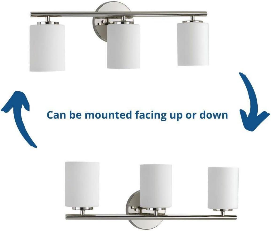 Progress Lighting Replay Collection 3-Light Bath Vanity, Polished Nickel, Shade Included