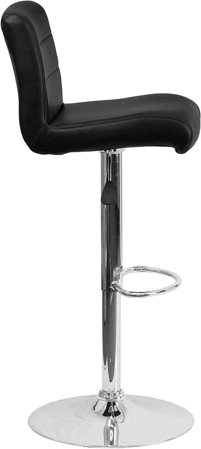 Adjustable Black Vinyl and Chrome Swivel Barstool