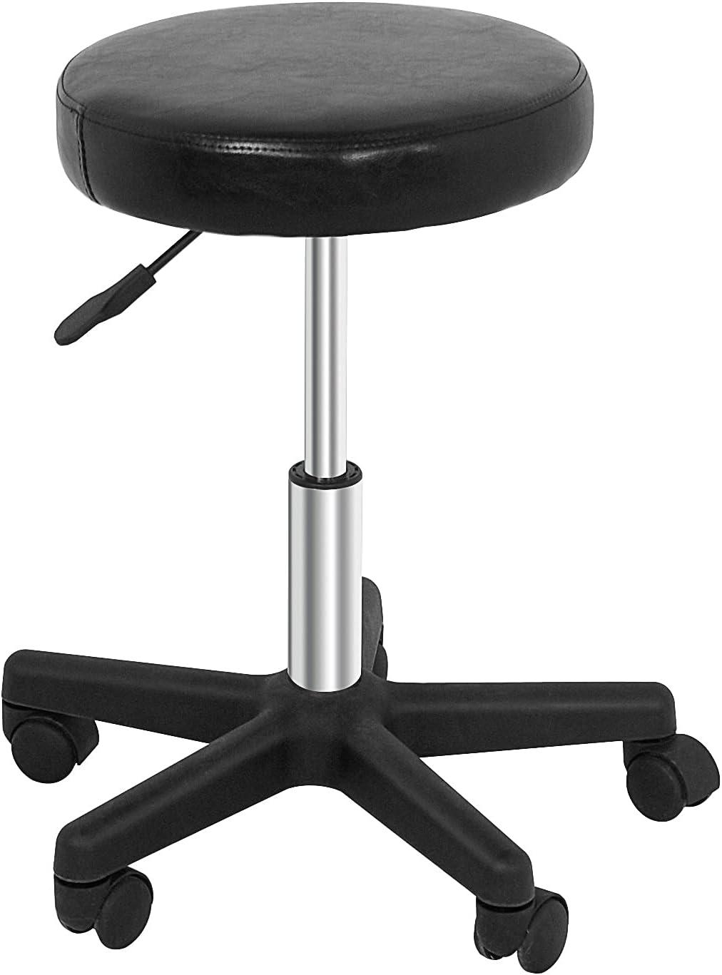 Adjustable Black PVC Leather Hydraulic Rolling Stool