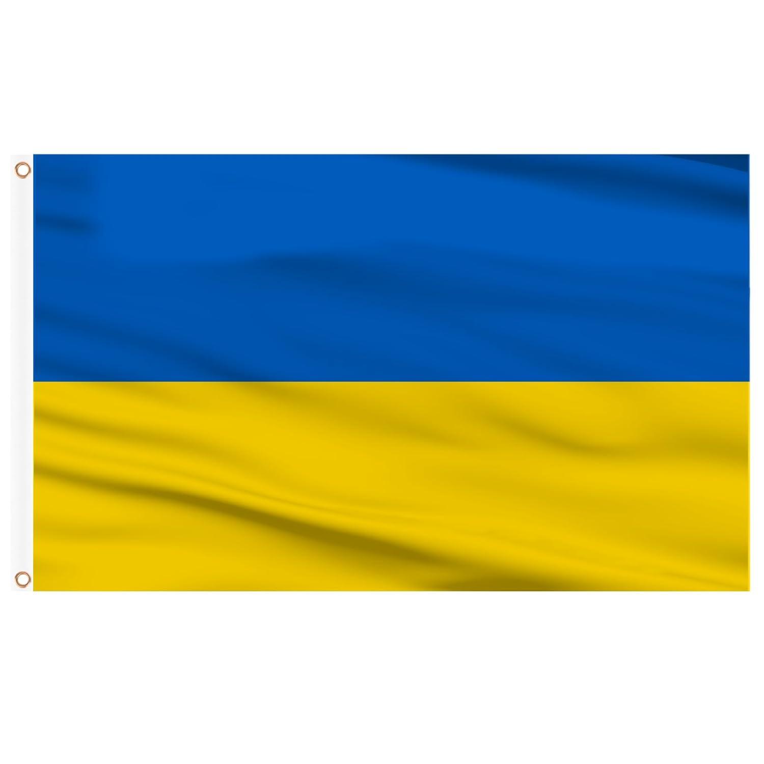 AhfuLife Ukraine Flag 3x5 Ft, Large Ukrainian Flags for Outside - Double Sided with Brass Eyelets for Olympic Party Decorations, Bar Garden Street Decoration Indoor Outdoor