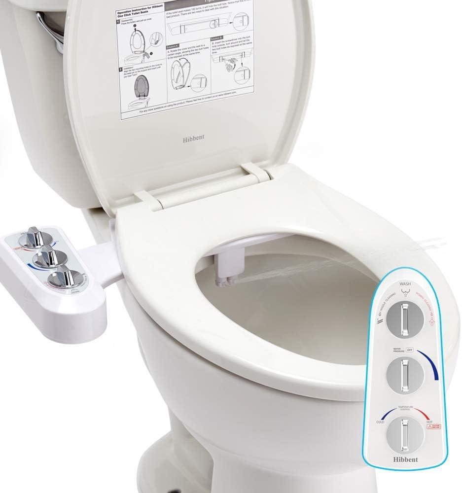 White Non-Electric Bidet Attachment with Dual Nozzle