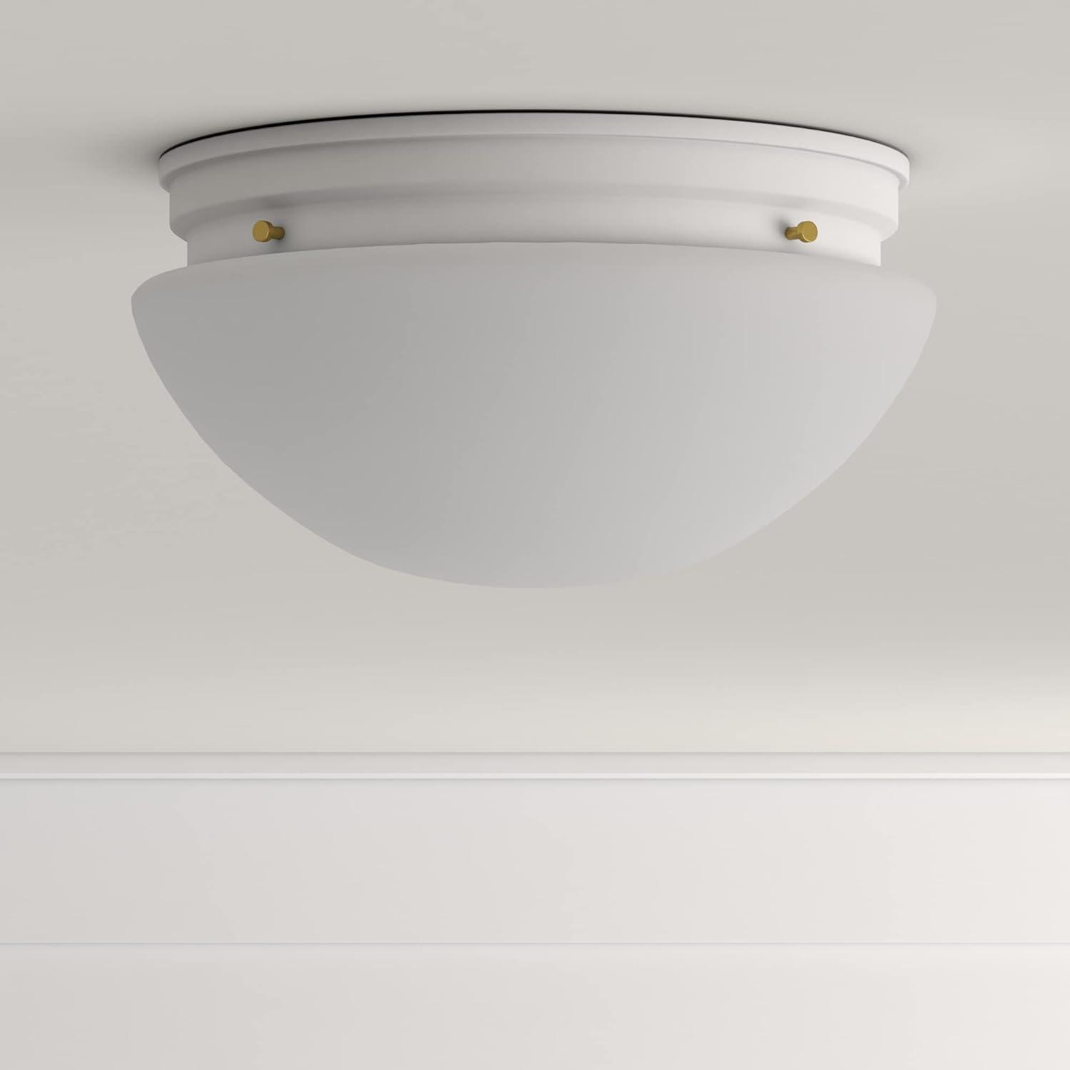 4732-WH-Designers Fountain-2 Light Flush Mount With Satin Etched Glass Globe