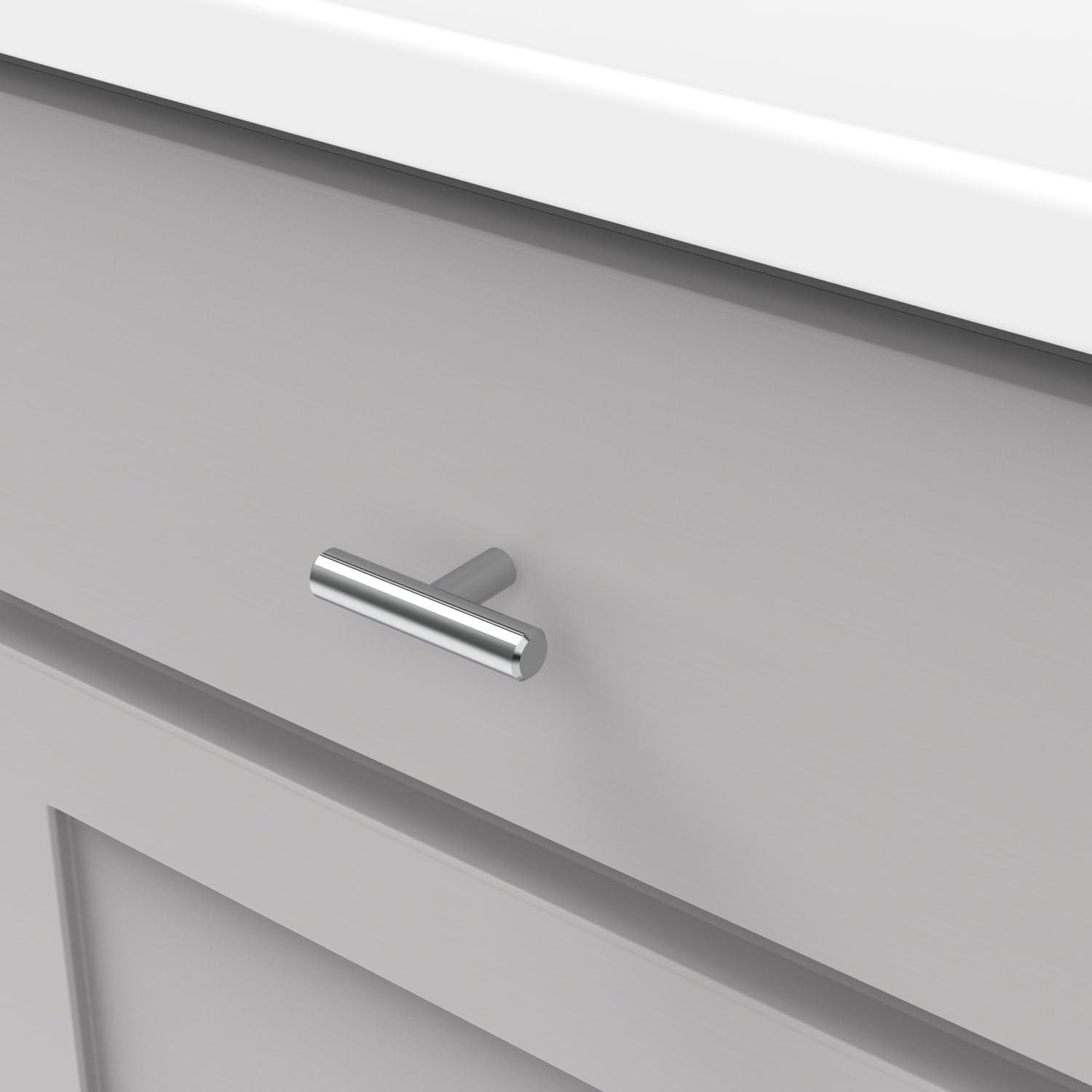 Polished Chrome T-Shaped Bar Cabinet Knob with Mounting Hardware