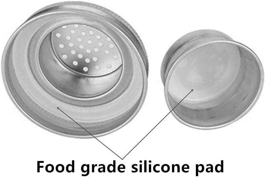 4 Pack Mason Jar Shaker Lids Stainless Steel with Silicone Seals for Spices Dredge Flour Sugar Salt Peppers and Any REGULAR MOUTH Canning Lid