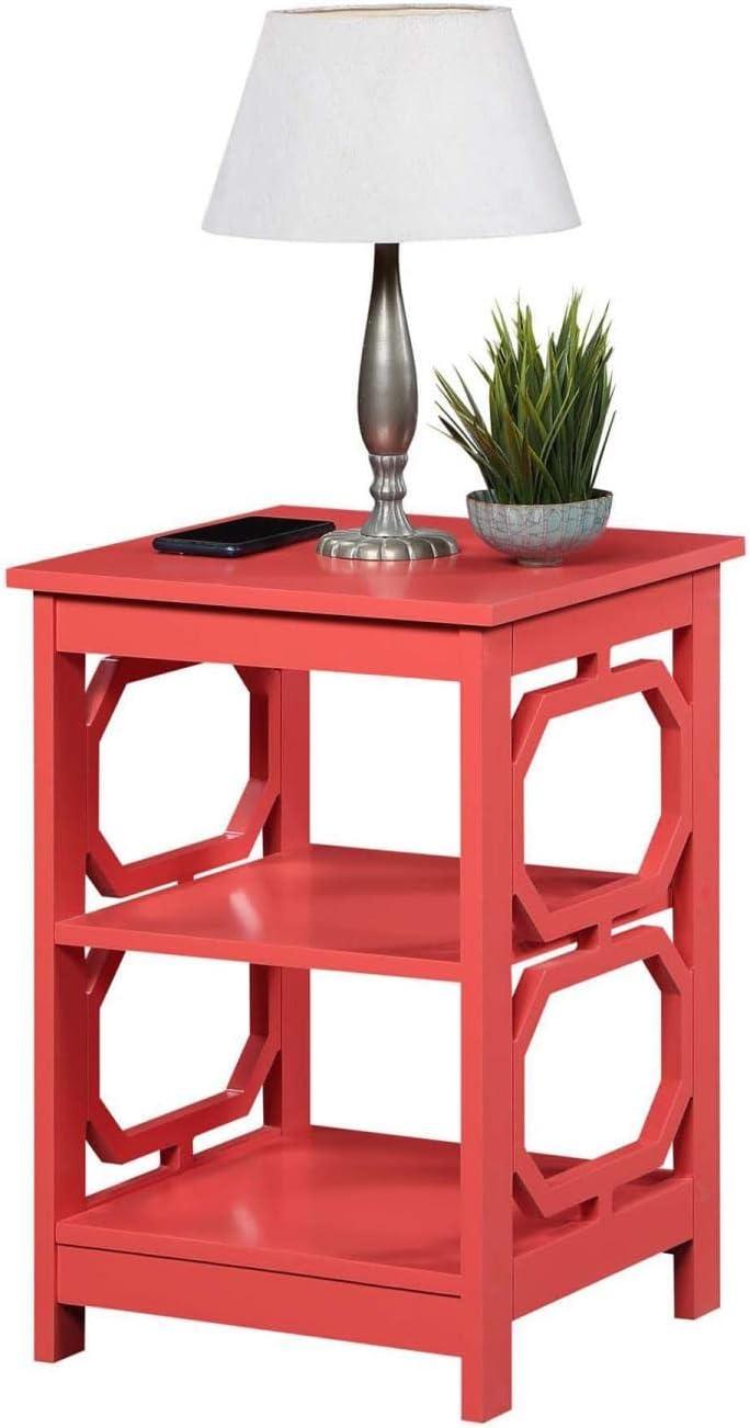 Coral Contemporary Omega End Table with Geometric Cut-Outs