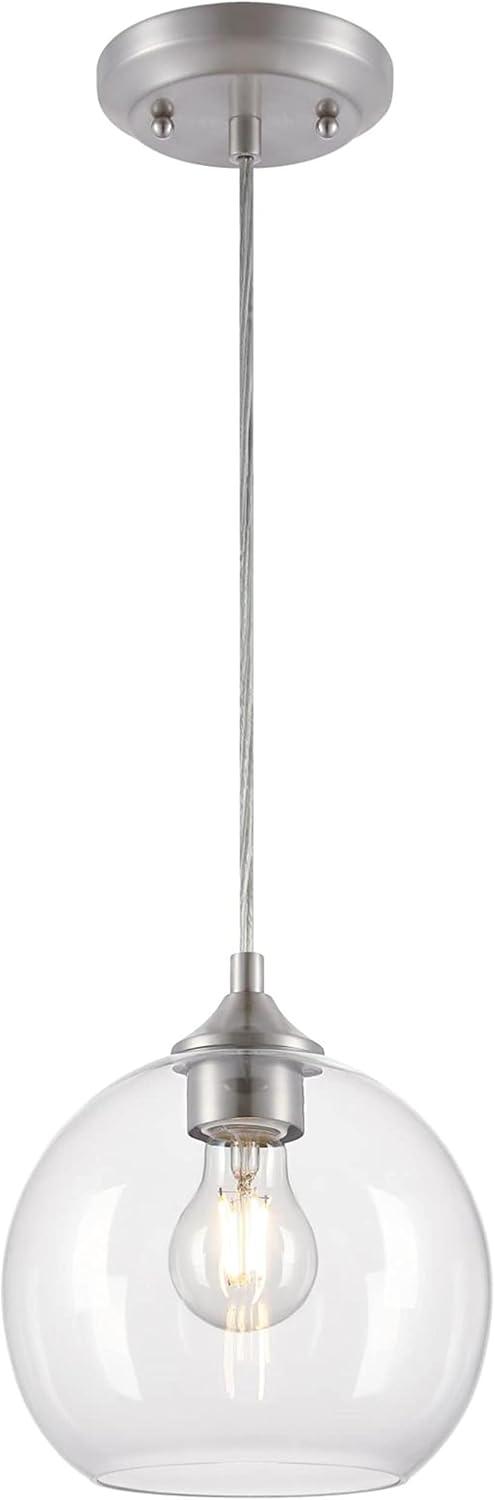 Tatze Mini Globe Pendant in Brushed Nickel with Clear Glass