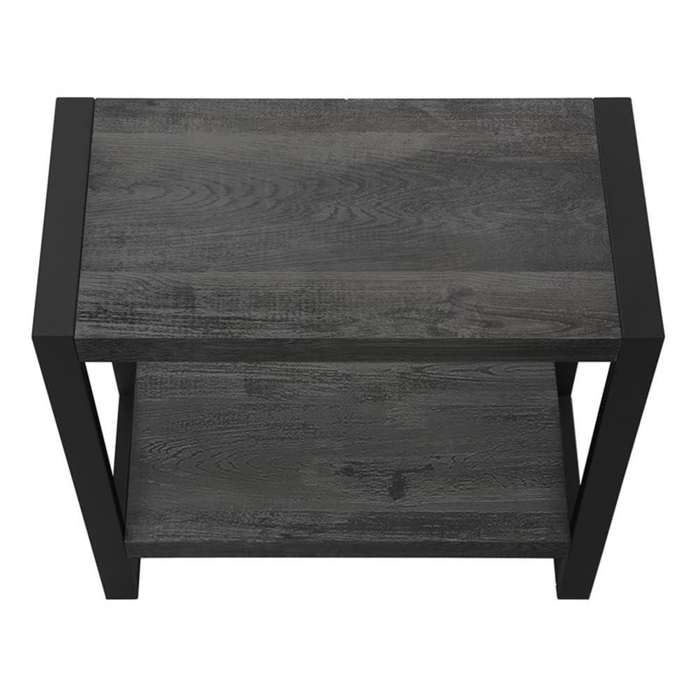Monarch Specialties Accent Table Side End Nightstand Lamp Living Room Bedroom Metal Laminate Black Contemporary Modern