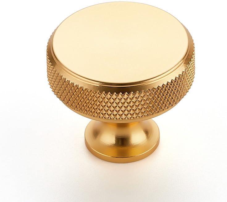 10-Pack Brushed Gold Round Knurled Cabinet Knobs