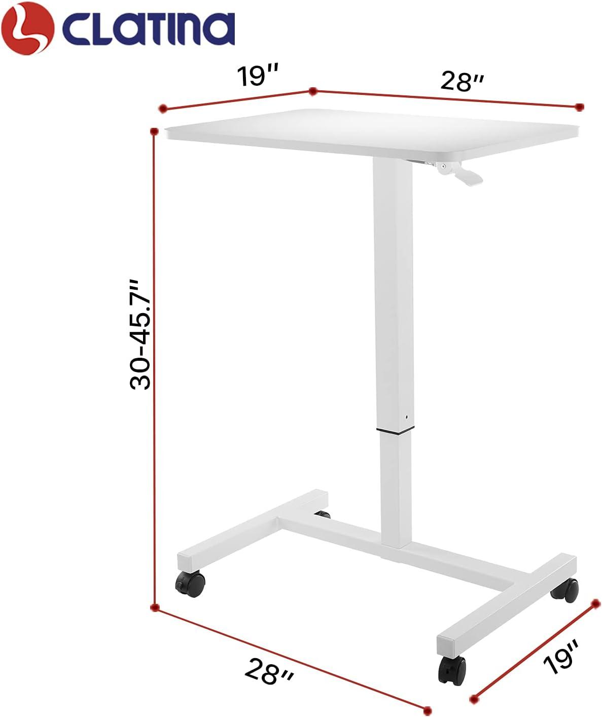 White Adjustable Height Mobile Laptop Desk Cart