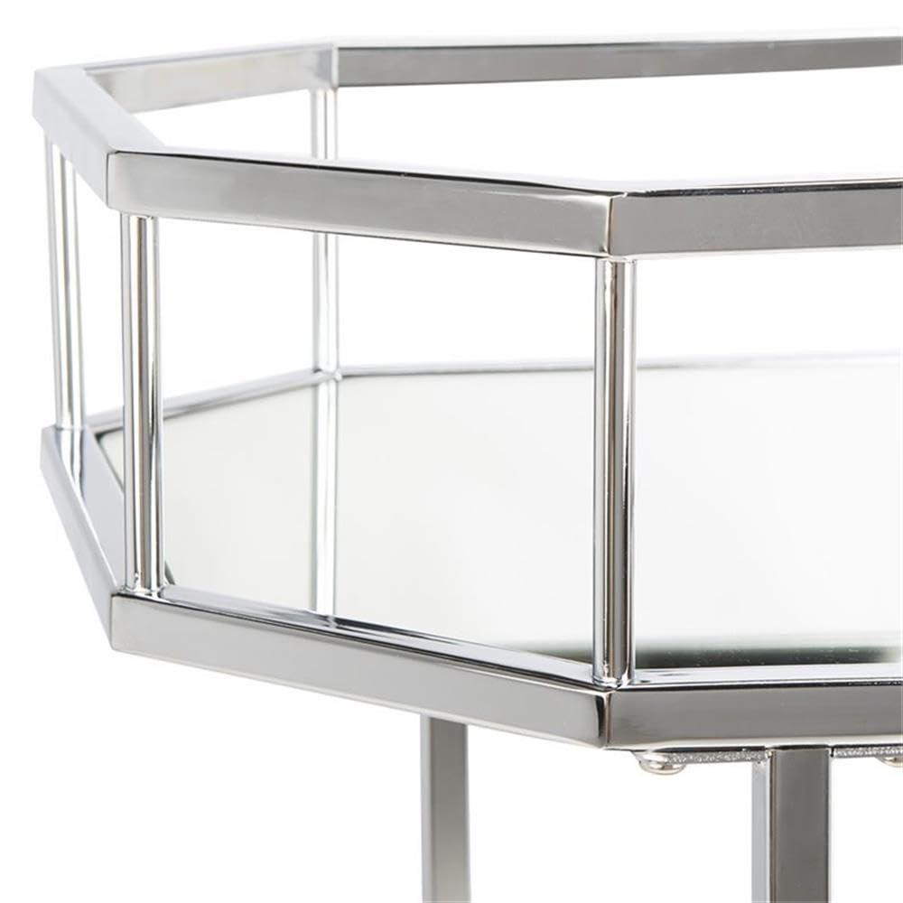 Silva 2 Tier Octagon Bar Cart - BCT8004B - Chrome/Mirror - Safavieh