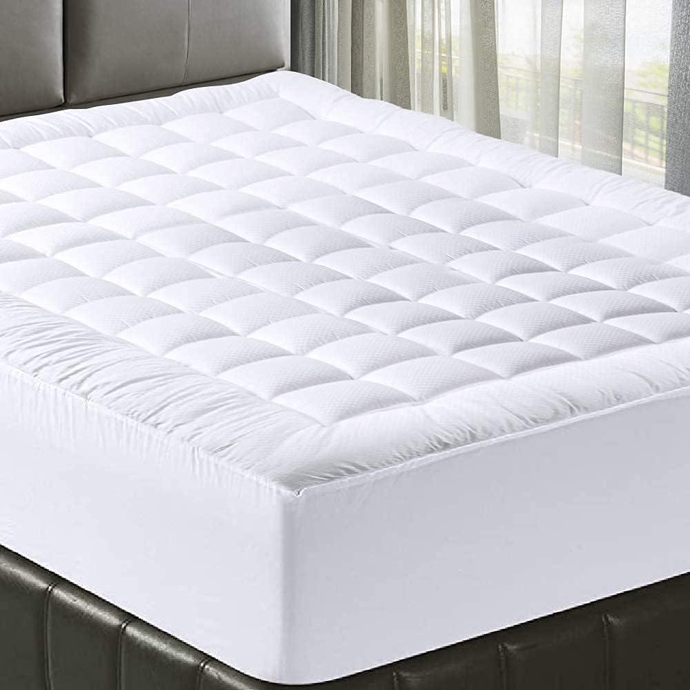 Full Size White Microfiber Quilted Mattress Pad