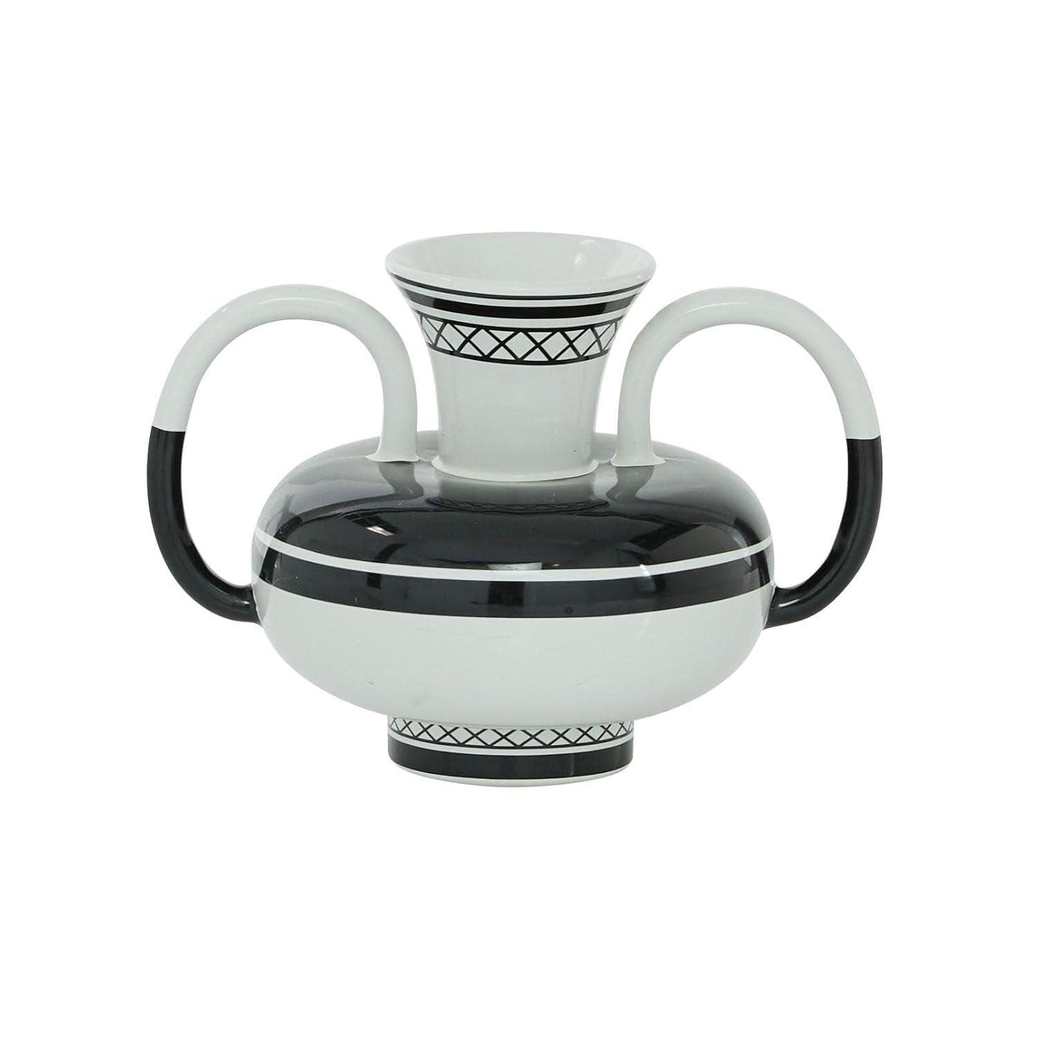 Novogratz Ceramic Decorative White Vase with Handles