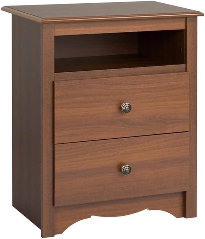 Open Shelf Nightstand Cherry - Monterey: Prepac Bedroom Side Table with Storage Shelf & Metal Glides