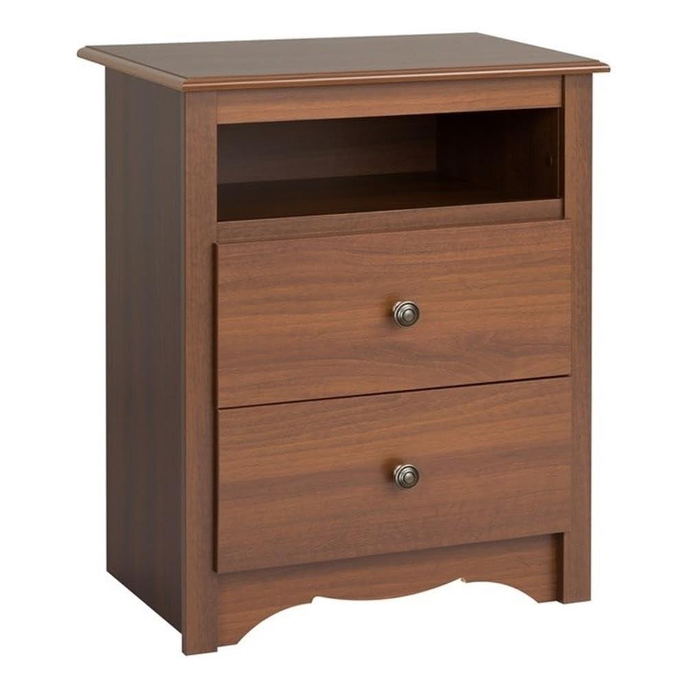 Open Shelf Nightstand Cherry - Monterey: Prepac Bedroom Side Table with Storage Shelf & Metal Glides