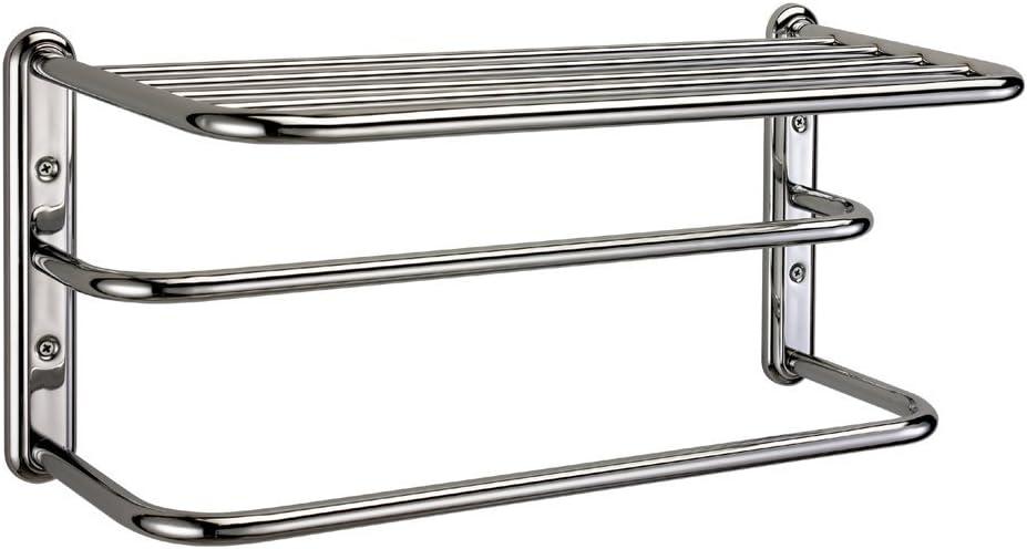 Polished Chrome Double Towel Rack with Shelf