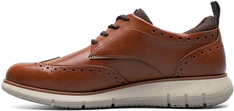 Men's Cognac Faux Leather Wingtip Oxford Casual Shoe