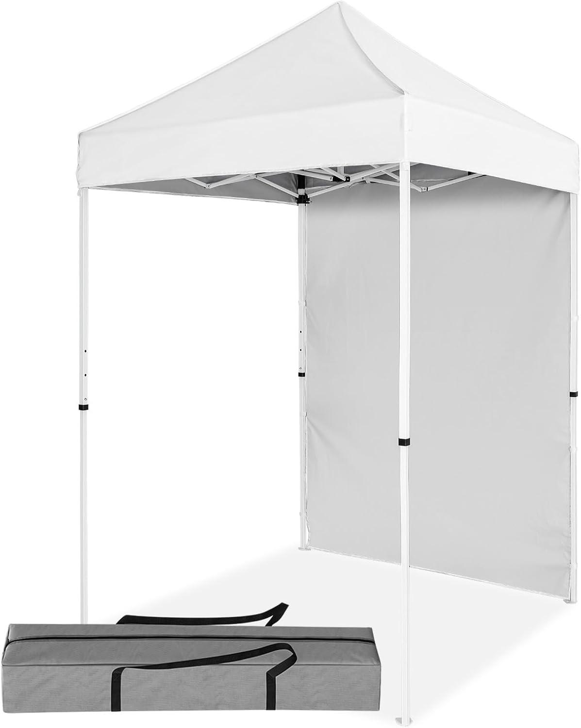 INTER HUT 5 Ft. W x 5 Ft. D Outdoor Pop Up Steel Canopy Portable Tent with 1 Sidewall