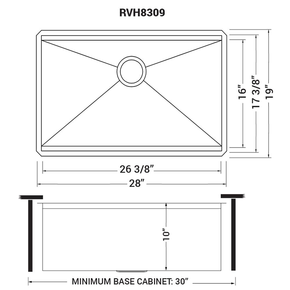 Ruvati RVH8309 Ruvati Workstation Undermount 16 Gauge Stainless Steel Kitchen Sink Single Bowl
