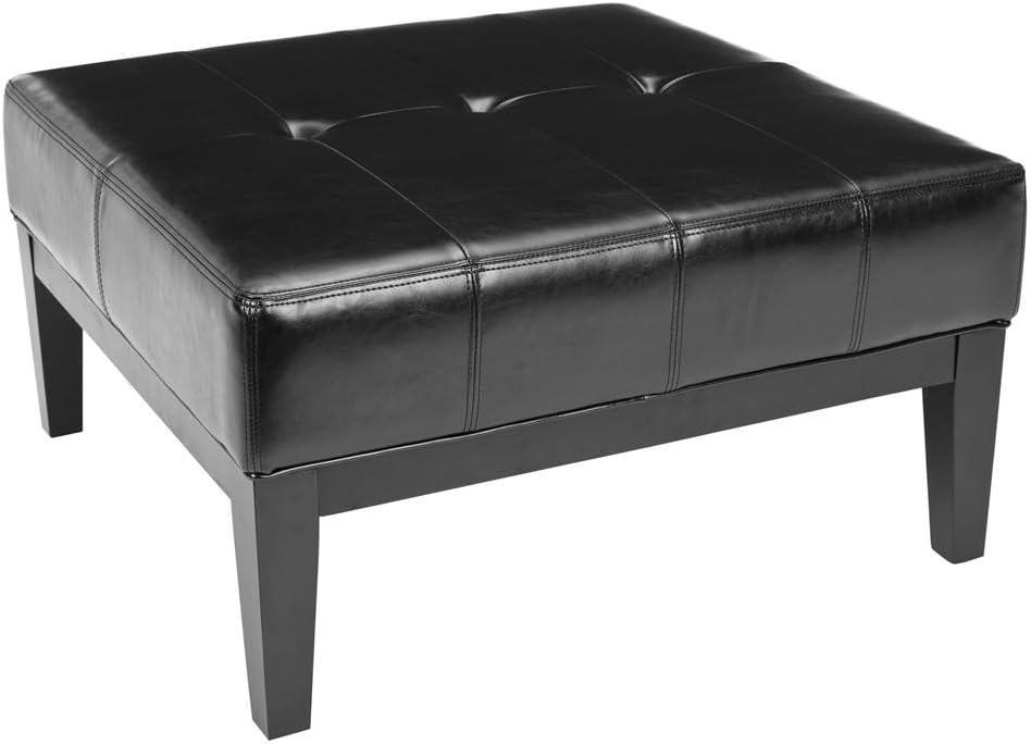 Fulton Small Square Cocktail Ottoman - Black - Safavieh