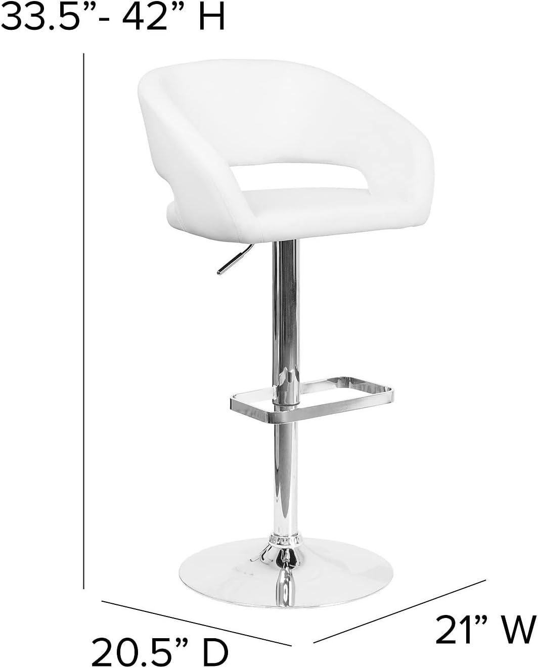 Flash Furniture Contemporary Vinyl Adjustable Height Barstool with Rounded Mid-Back