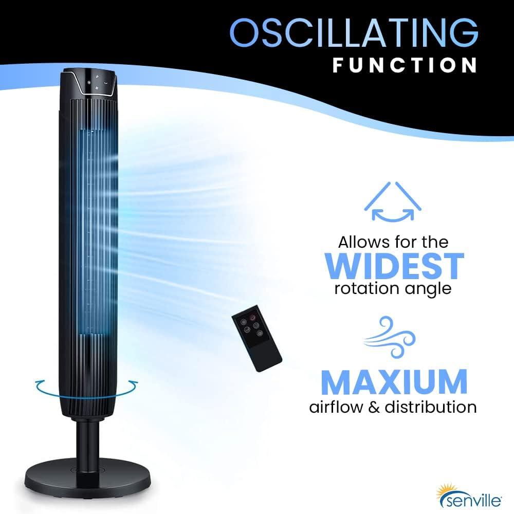 Senville 3-Speed Adjustable Height Tower Fan