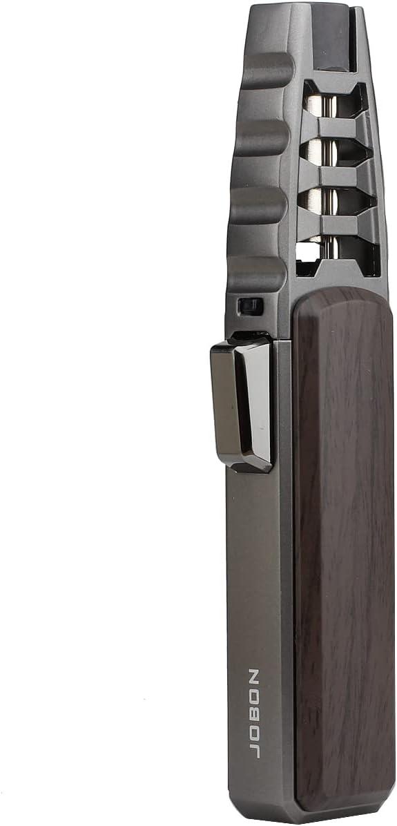 JOBON Butane Torch Lighter, Refillable Blow Jet Solar Flamethrower Best Torches, for Baking Cooking BBQ Kitchen Camping Creme Brûlée - No Gas Included (Old Gray Lacquer with Brown)