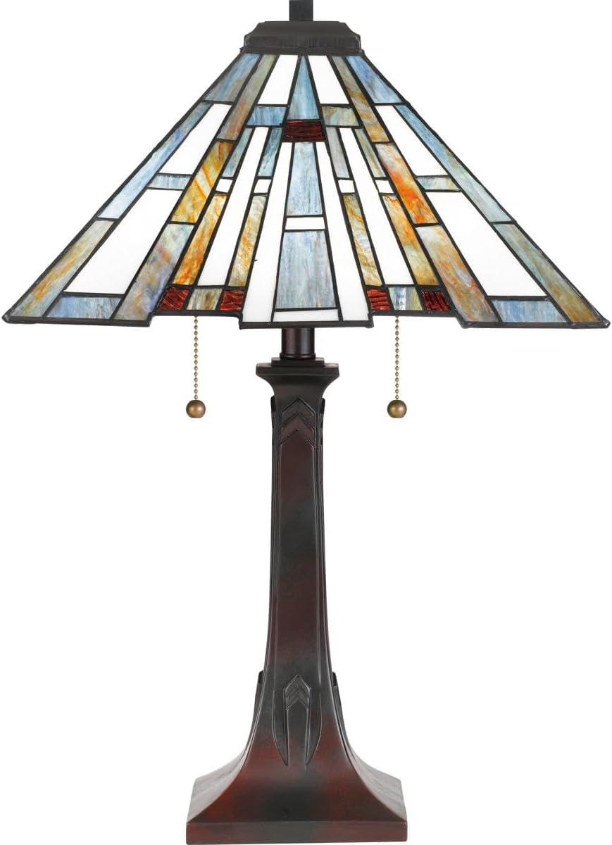 Valiant Bronze Stained Glass Edison Table Lamp, 24.75"