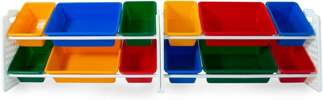 UNiPLAY Toy Organizer With Removable Storage Bins, Multi-Bin Organizer for Books, Building Blocks, School Materials, Toys with Baseplate Board Frame